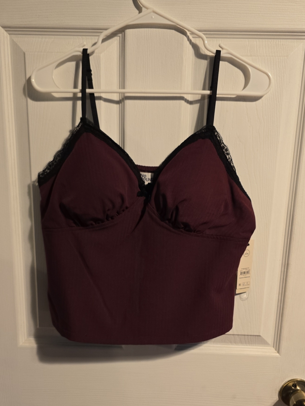 Longline Lace-Trim Bralette in Deep Plum